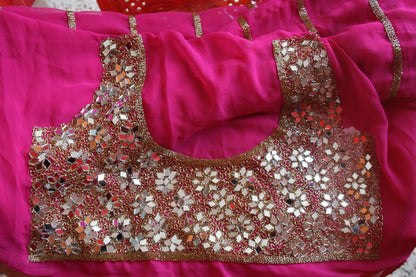 Heavy Zarkan Work Handcrafted Saree - GlitterGleam