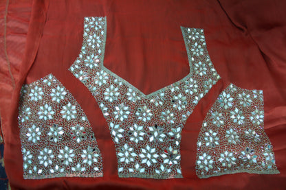 Heavy Zarkan Work Handcrafted Saree - GlitterGleam