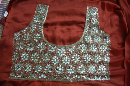 Heavy Zarkan Work Handcrafted Saree - GlitterGleam