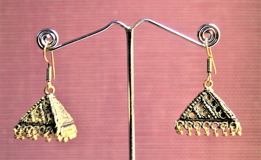 Golden Oxidized Pyramid Jhumki - GlitterGleam