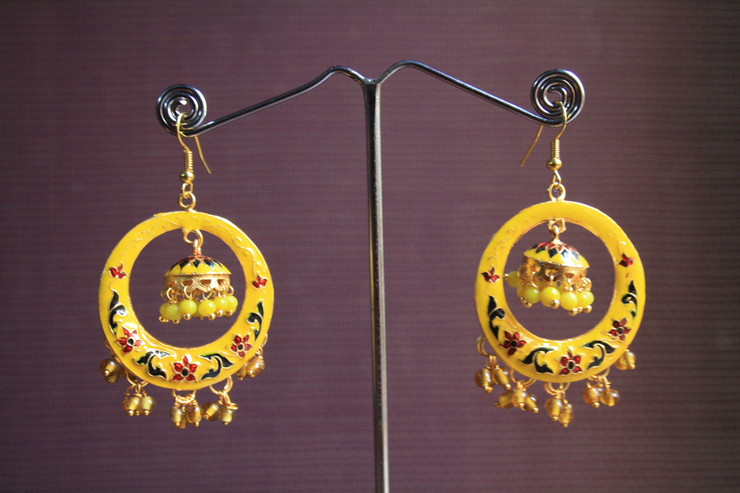 Designer Meenakari Chandbali with Jhumki - GlitterGleam