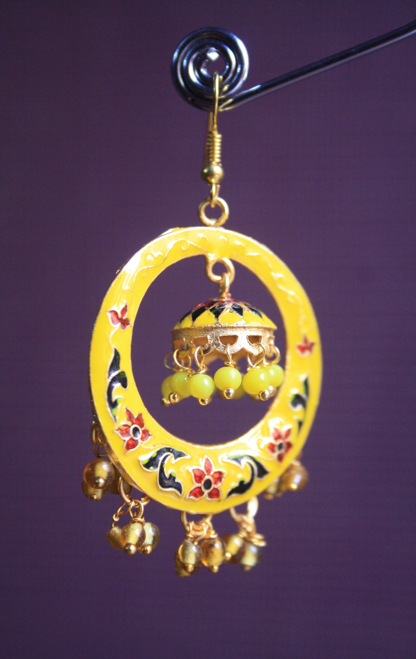 Designer Meenakari Chandbali with Jhumki - GlitterGleam