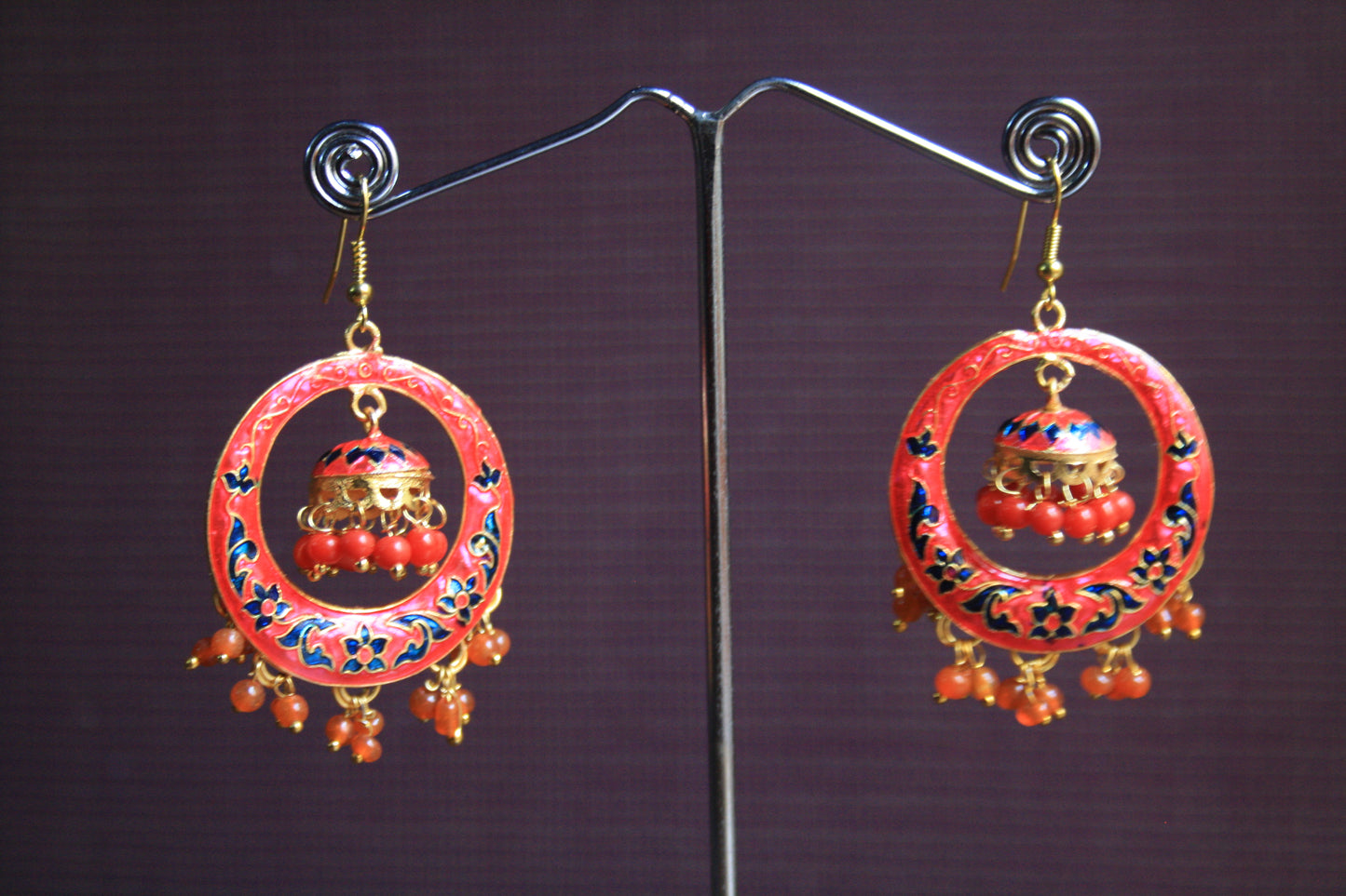 Designer Meenakari Chandbali with Jhumki - GlitterGleam