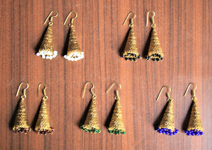 Golden Conical Jhumki - GlitterGleam
