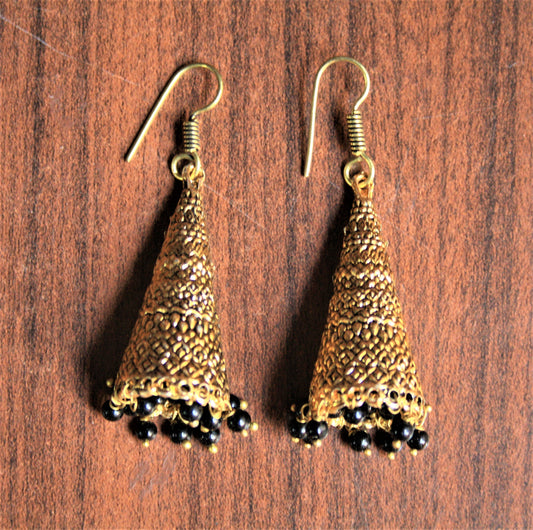 Golden Conical Jhumki - GlitterGleam