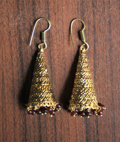 Golden Conical Jhumki - GlitterGleam