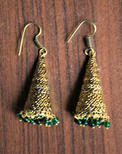 Golden Conical Jhumki - GlitterGleam