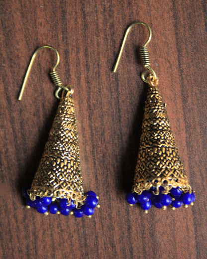 Golden Conical Jhumki - GlitterGleam