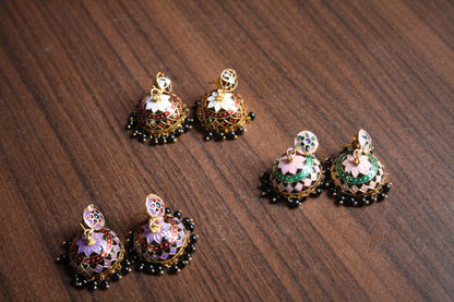 Meenakari Stud Jhumki - GlitterGleam