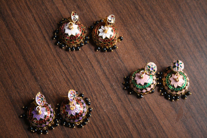 Meenakari Stud Jhumki - GlitterGleam
