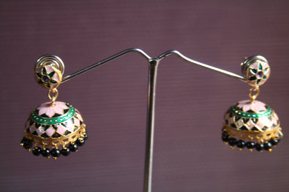 Meenakari Stud Jhumki - GlitterGleam