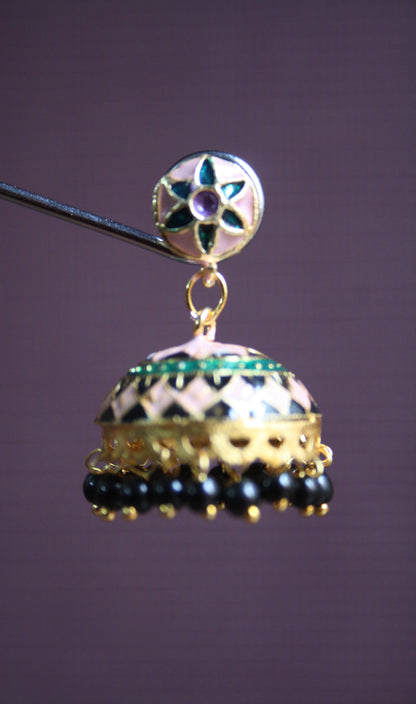 Meenakari Stud Jhumki - GlitterGleam