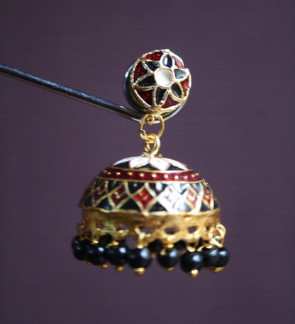 Meenakari Stud Jhumki - GlitterGleam