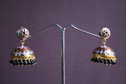 Meenakari Stud Jhumki - GlitterGleam