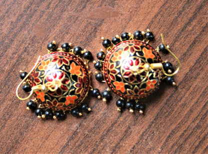 Meenakari Jhumki Dangling Earrings (Medium Size) - GlitterGleam