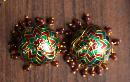Meenakari Jhumki Dangling Earrings (Medium Size) - GlitterGleam