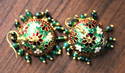 Meenakari Jhumki Dangling Earrings (Medium Size) - GlitterGleam