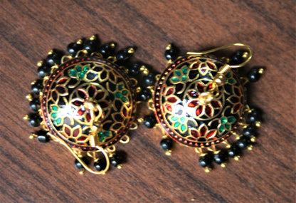 Meenakari Jhumki Dangling Earrings (Medium Size) - GlitterGleam