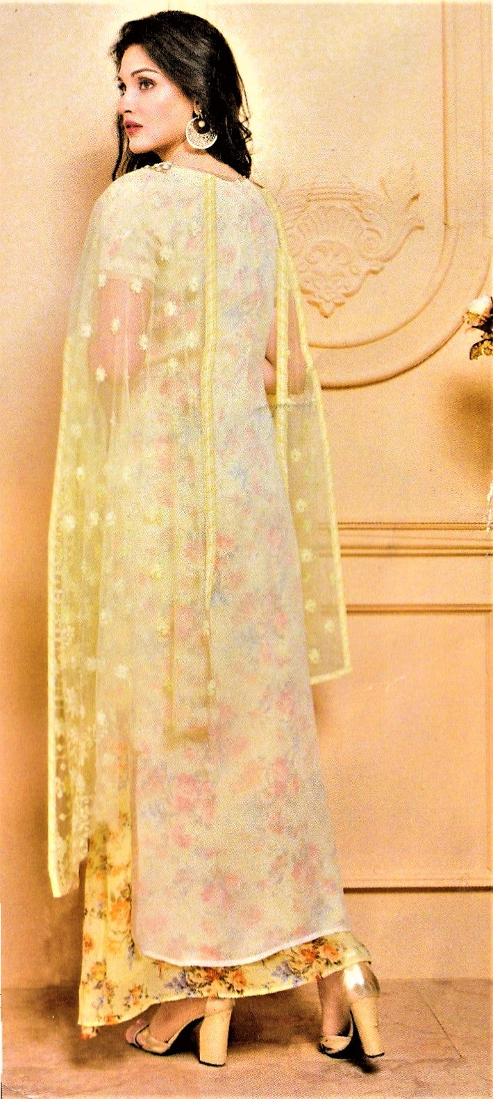 Designer Poncho Style Layered Floral Women Slit Salwar Suit - GlitterGleam