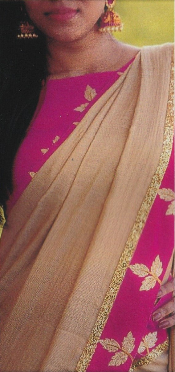 Bollywood Inspired Silk Saree with Gota & Printed Border - GlitterGleam