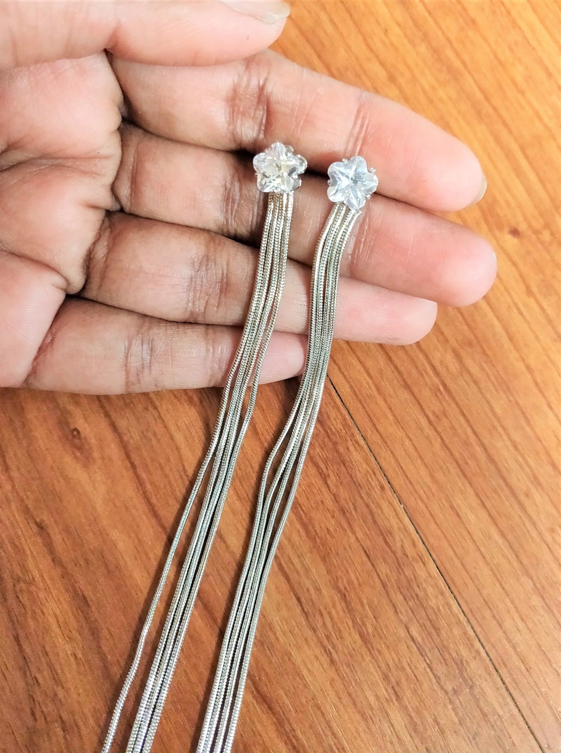 Long Tassel Crystal Earrings - GlitterGleam