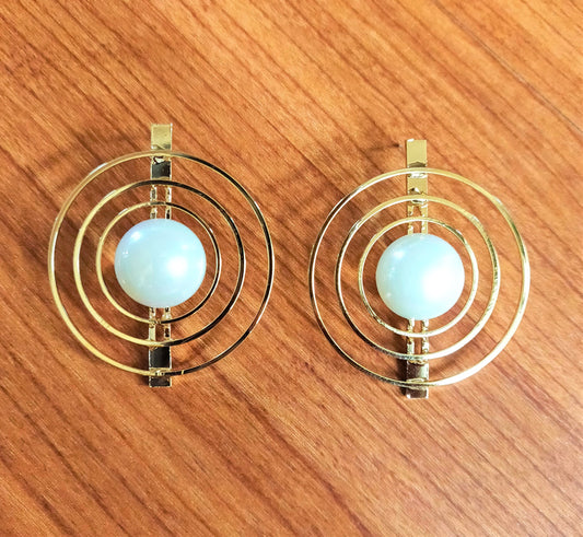 Circular Pearl Sterling Silver Earrings - GlitterGleam