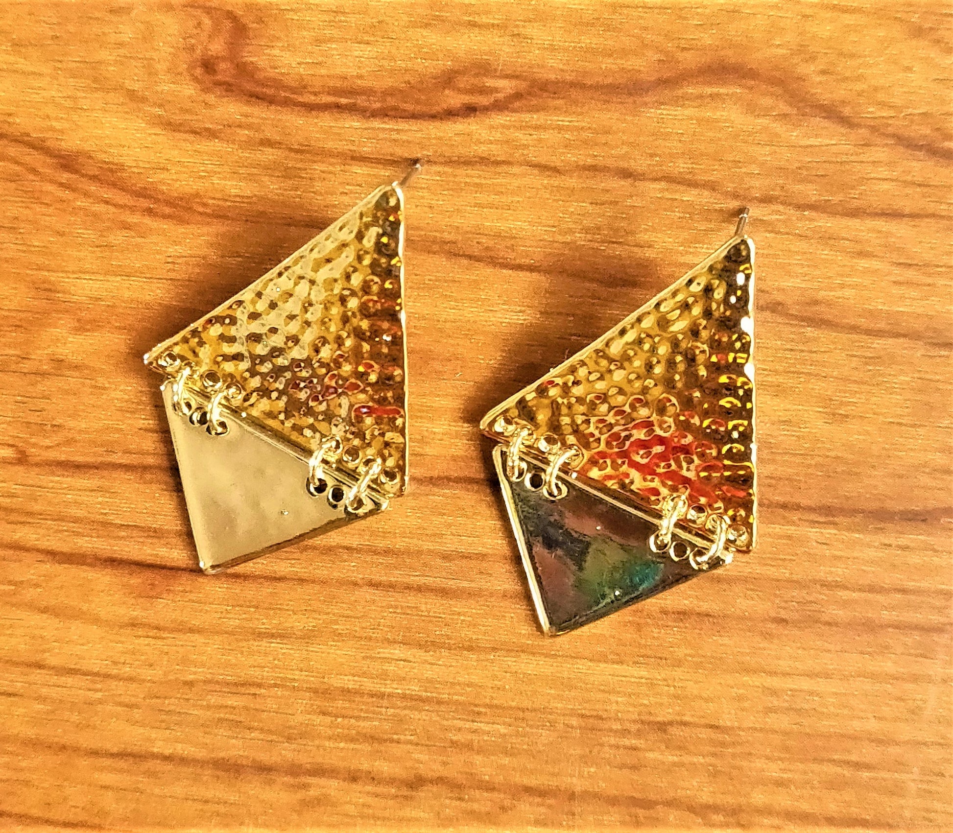 Hammered Triangular Studs - GlitterGleam