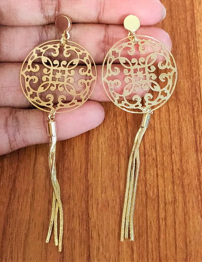 Designer Motif Tassel Drop Earring - GlitterGleam