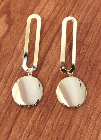 Golden Circle Dangle Drop Earring - GlitterGleam