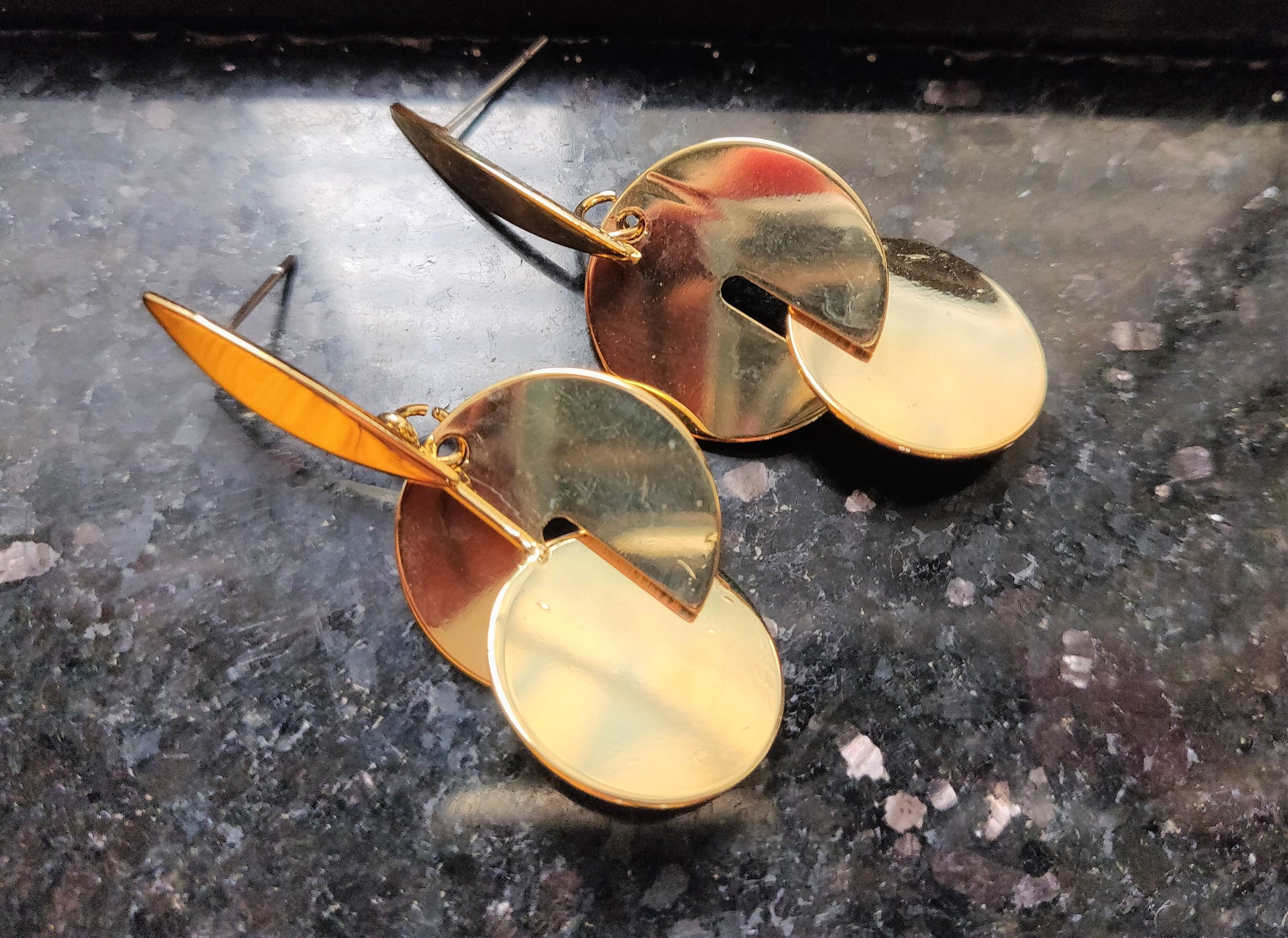 Golden Circle Drop Earrings - GlitterGleam