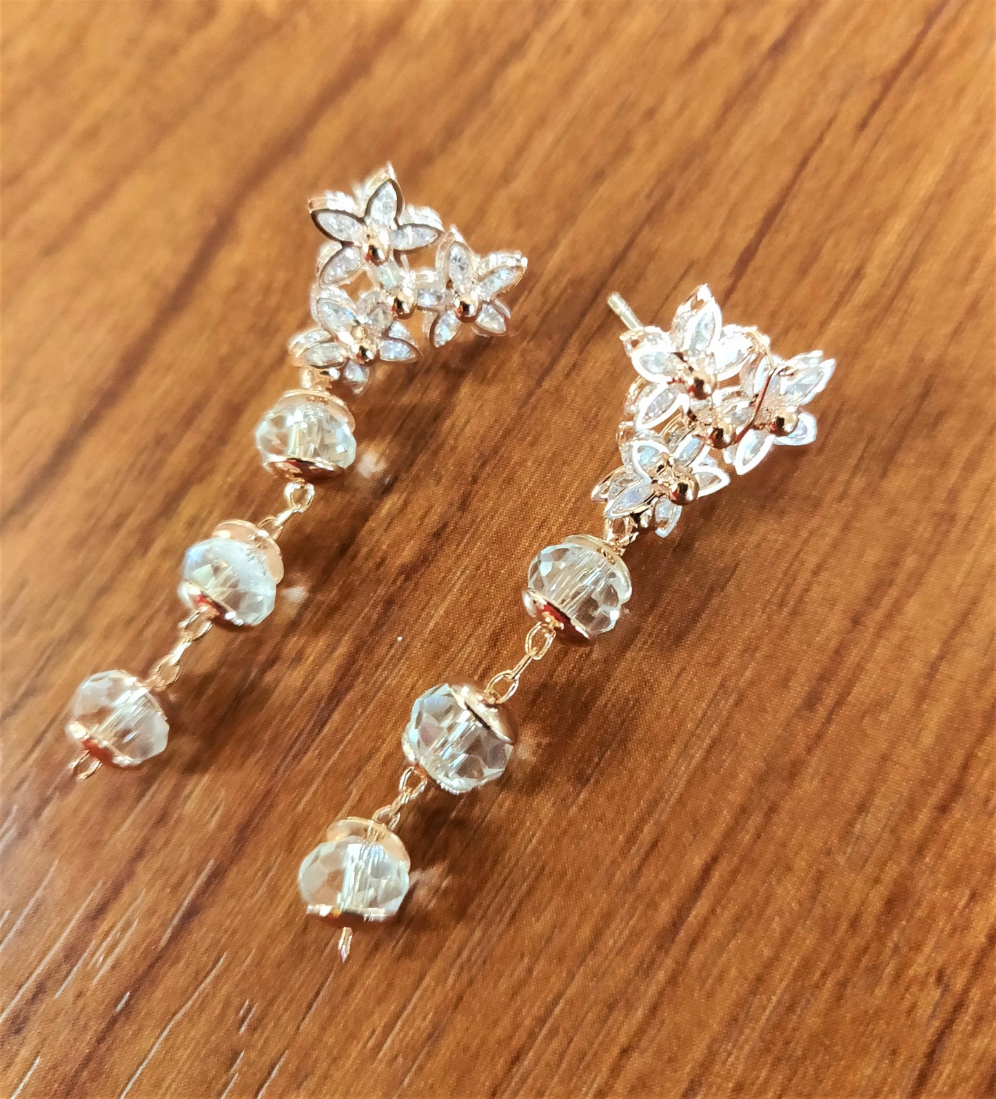Floral Stud Crystal Earring - GlitterGleam