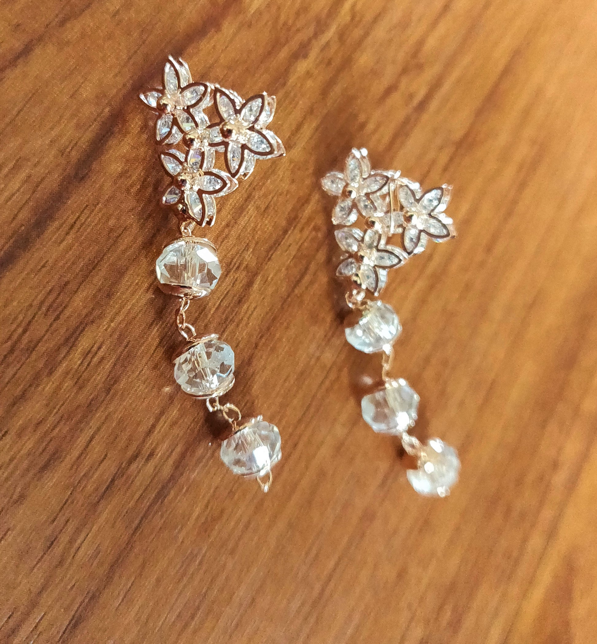 Floral Stud Crystal Earring - GlitterGleam