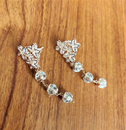 Floral Stud Crystal Earring - GlitterGleam