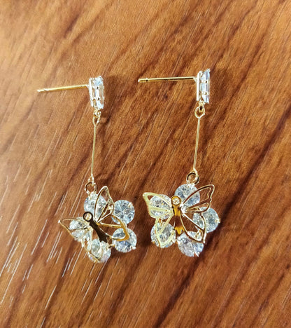 Butterfly Crystal Flower Earrings - GlitterGleam