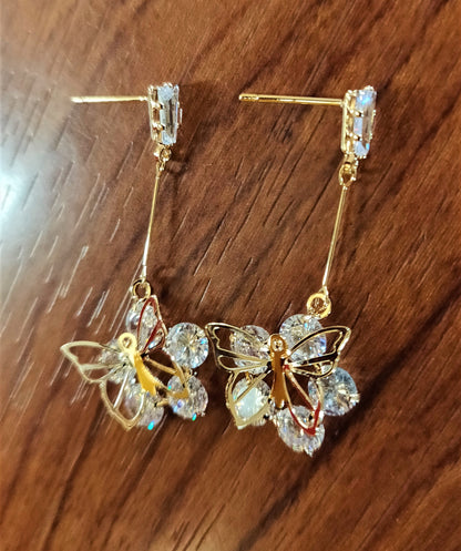 Butterfly Crystal Flower Earrings - GlitterGleam