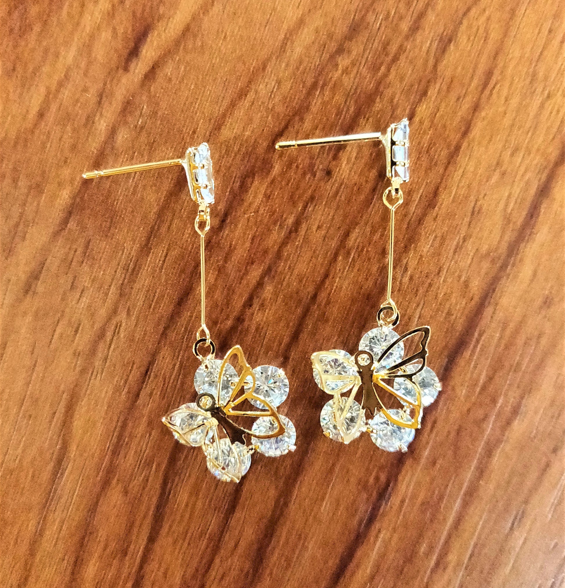 Butterfly Crystal Flower Earrings - GlitterGleam