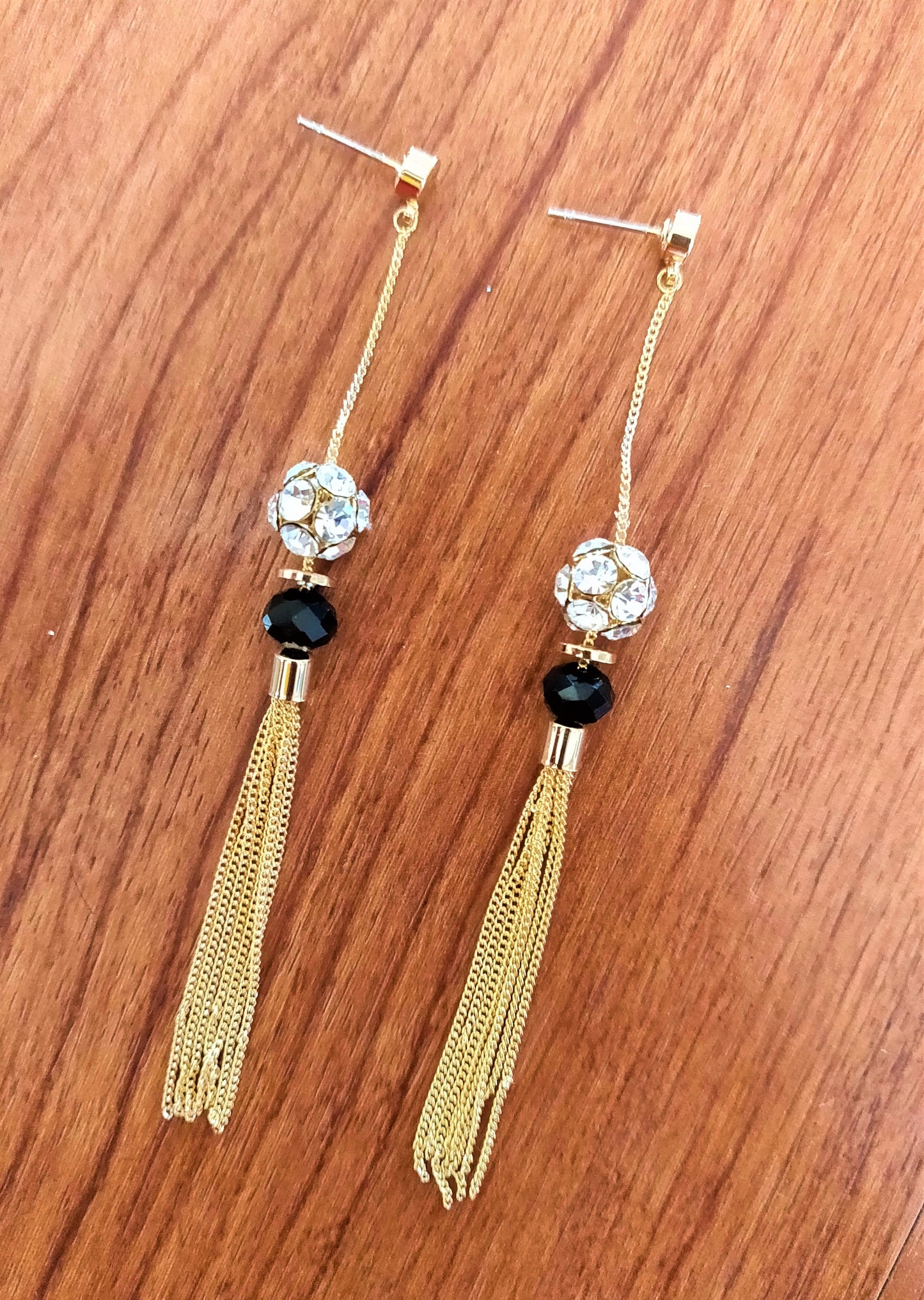 Crystal Ball Tassel Drop Earring - GlitterGleam