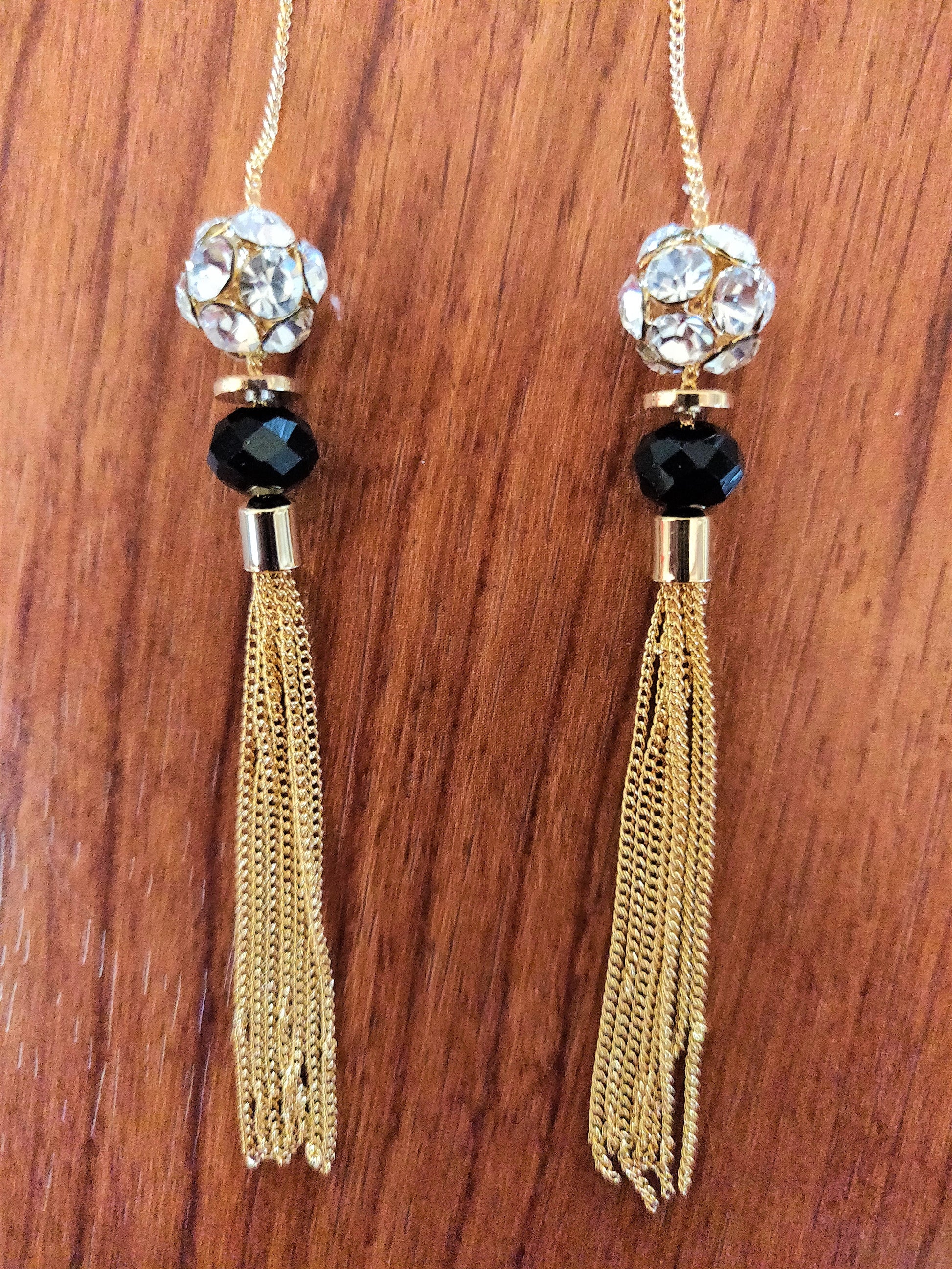 Crystal Ball Tassel Drop Earring - GlitterGleam