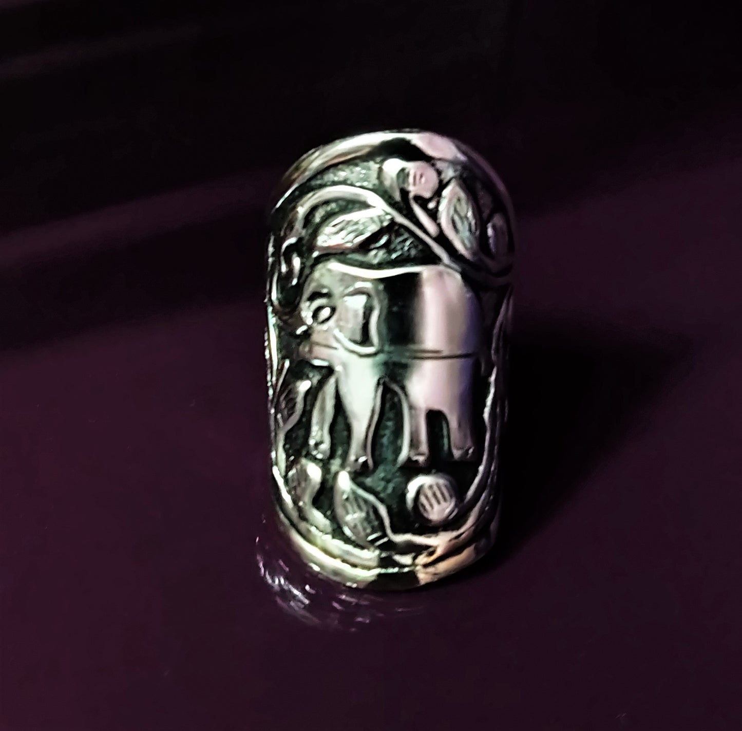 German Silver Carved Thumb Ring