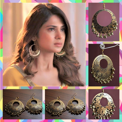 Carved Moon Cut Danglers with Dolphin Beads - Glitter Gleam