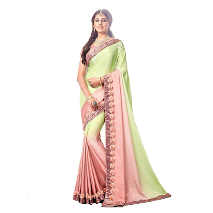 Pastel Dual Color Glossy Chiffon Saree - Glitter Gleam