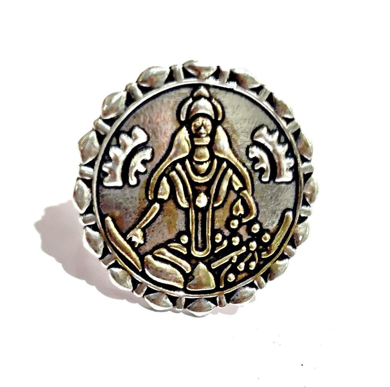 German Silver Goddess Lakshmi Finger Ring - GlitterGleam