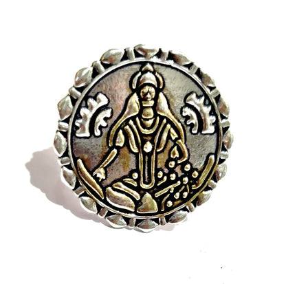 German Silver Goddess Lakshmi Finger Ring - GlitterGleam