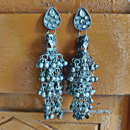 German Silver Antique Ghungroo Jhumka