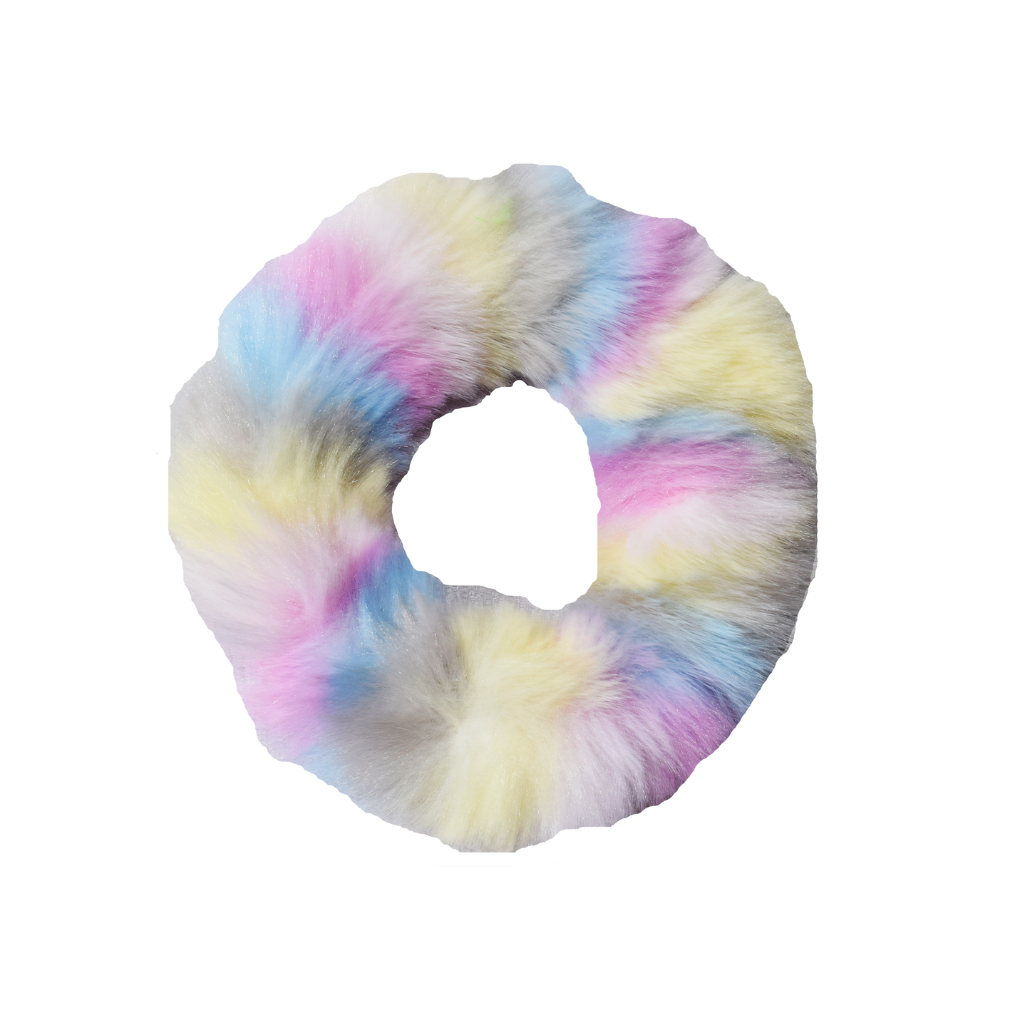 Faux Fur Fluffy Hair Scrunchie (Pink Blue Yellow Pastel)