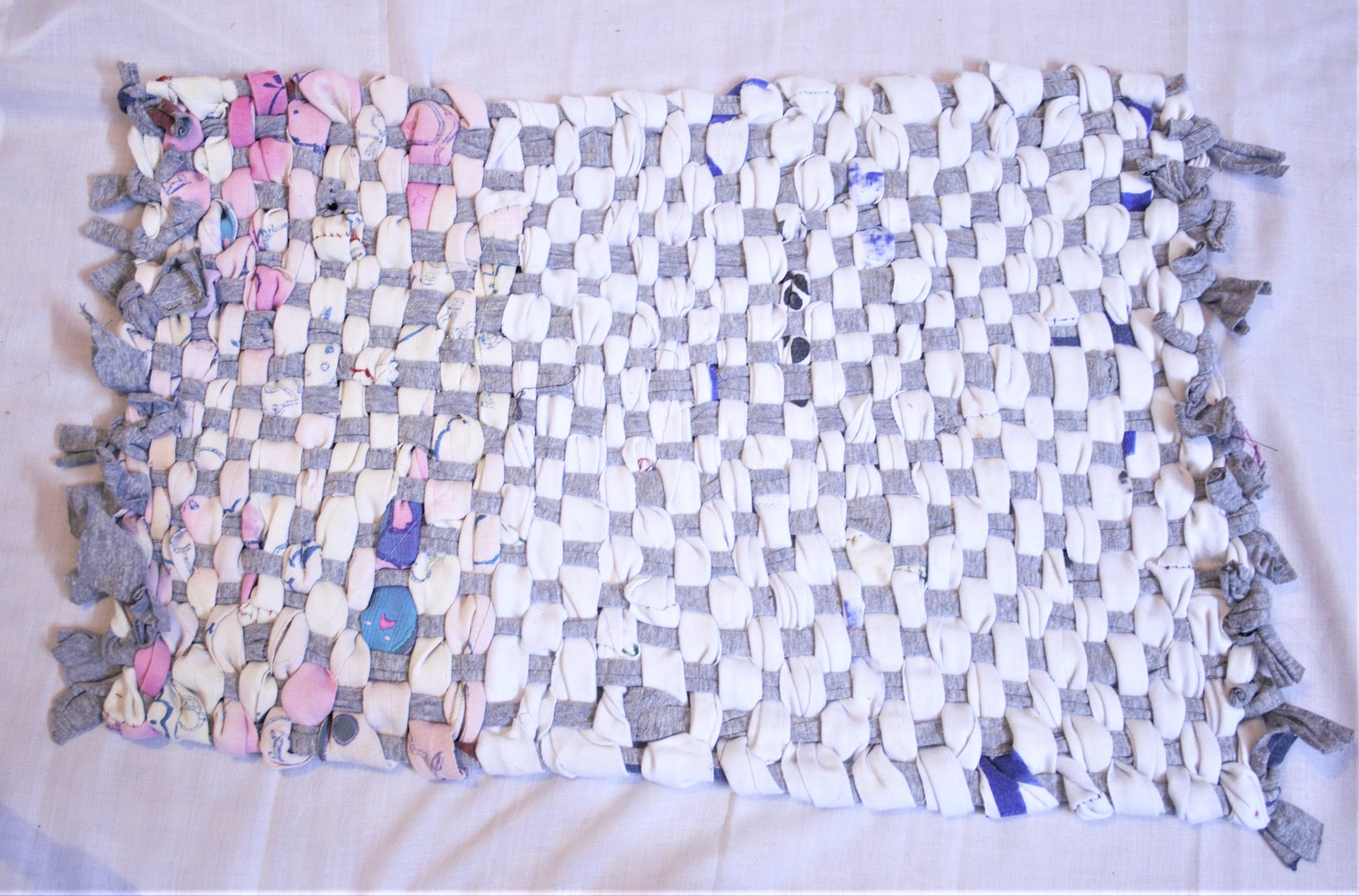 Recycled Handmade Rectangular Foot mat & Asani in Checks - GlitterGleam