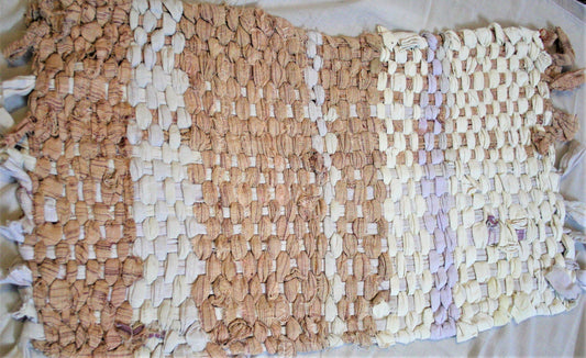 Recycled Handmade Rectangular Foot mat & Asani in Brown & White Pattern - GlitterGleam