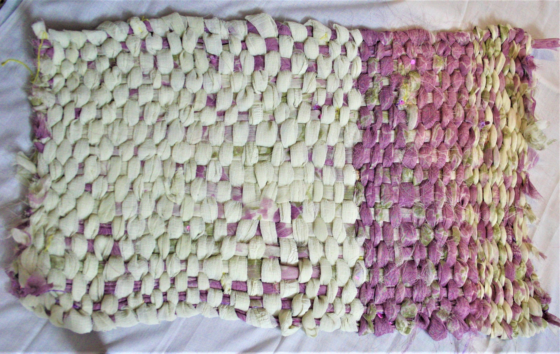 Recycled Handmade Dual Shade Rectangular Striped Foot mat & Asani - GlitterGleam