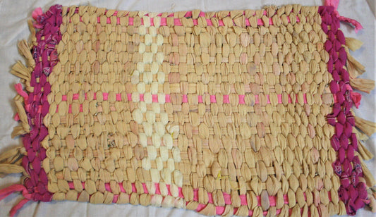Recycled Handmade Rectangular Colored Border Foot mat & Asani - GlitterGleam