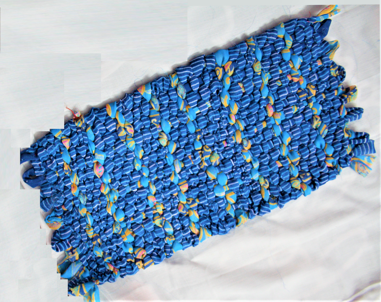 Recycled Handmade Rectangular Blue Foot mat & Asani - GlitterGleam